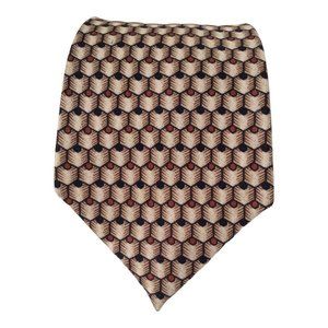 JEAN PATOU PARIS Brown Geometric Silk Tie Made In France 58”/ 3".1/4 EX COND